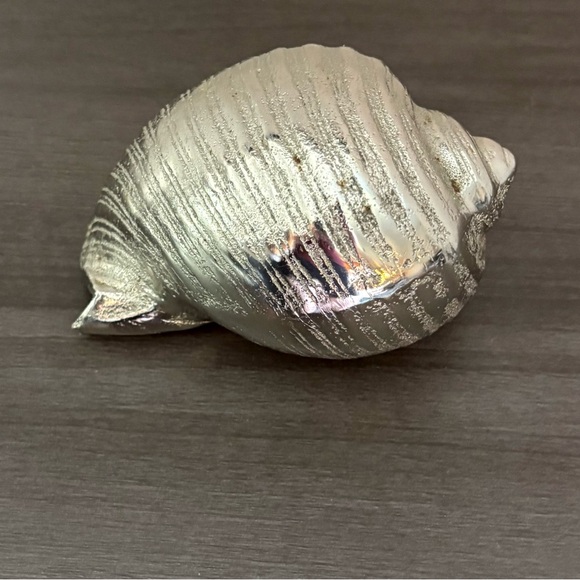 Vintage Heavy Silver Metal Sculpture Conch Shell